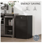 Mini Fridge with Freezer, 3.2 Cu.Ft Compact Refrigerator for Bedroom, Dorm, Apartment - Adjustable Thermostat, Reversible Door, Black