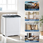 Dimedeal Portable 18lbs Twin Tub Mini Washing Machine, 11lbs Washer & 7lbs Spinner with Drying Rack & Hangers