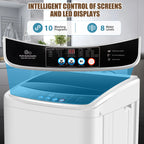 Qhomic Portable Washing Machine, 17.8 lbs Fully Automatic Compact Washer, 10 Wash Programs, Washer and Spin Dryer Combo with Dump Pump, Ideal for Apartment Dorm Camping