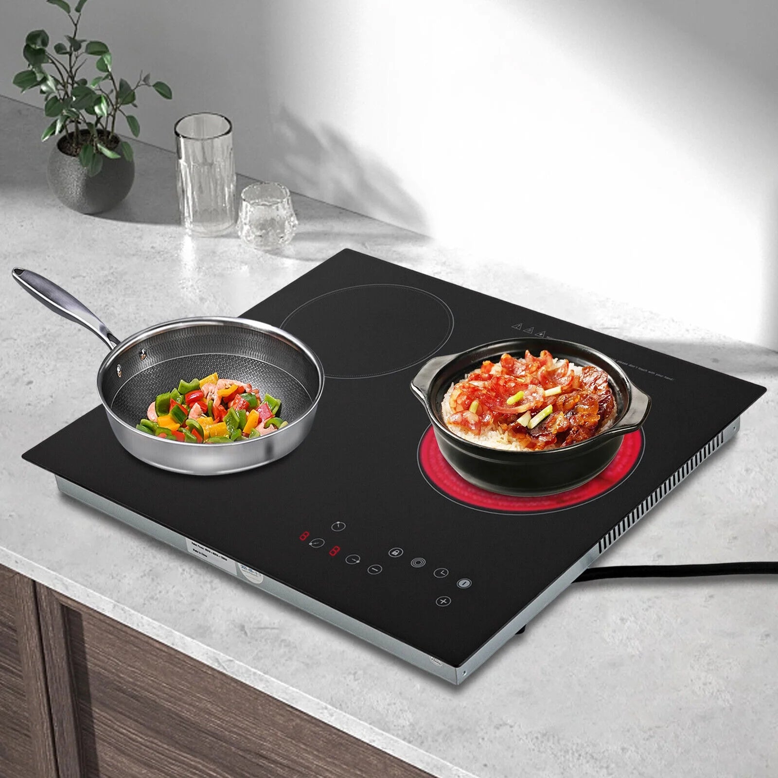 Electric Cooktop 24 inch Built-in Electric Stove Top 110V 2600W Knob Control