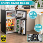 Costway FP10226US-SL Mini Refrigerator with Freezer Compact, Black and Silver, 19'' x 18'' x 33''