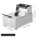 Electric Deep Fryer,Tank Stainless Steel Deep Fryer, Temperature Control, Countertop Fryer for Home Kitchen and Restaurant, 110V