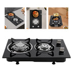 2 Burner Modern Gas Cooktop Gas Stove Top with 2 Burner Black 20.47*12.6 in