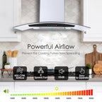 Tieasy 30-Inch Wall-Mounted Range Hood, 450CFM, Stainless Steel, 3-Speed Exhaust with Dishwasher-Safe Filter