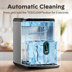 Philergo Nugget Ice Maker Countertop, Pebble Ice Maker Machine with Self-Cleaning, 35lbs/24hr, Soft Chewable Pellet Ice Maker for Home, Kitchen, Stainless Steel