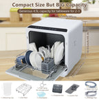 Danolapsi Countertop Dishwasher,Mini Dishwasher with 4.5L Water Tank, 5 Programs, Dual Sprays,149�H High Temp & PTC Hot Air Dry,Portable Dishwashers for RVs & Apartments