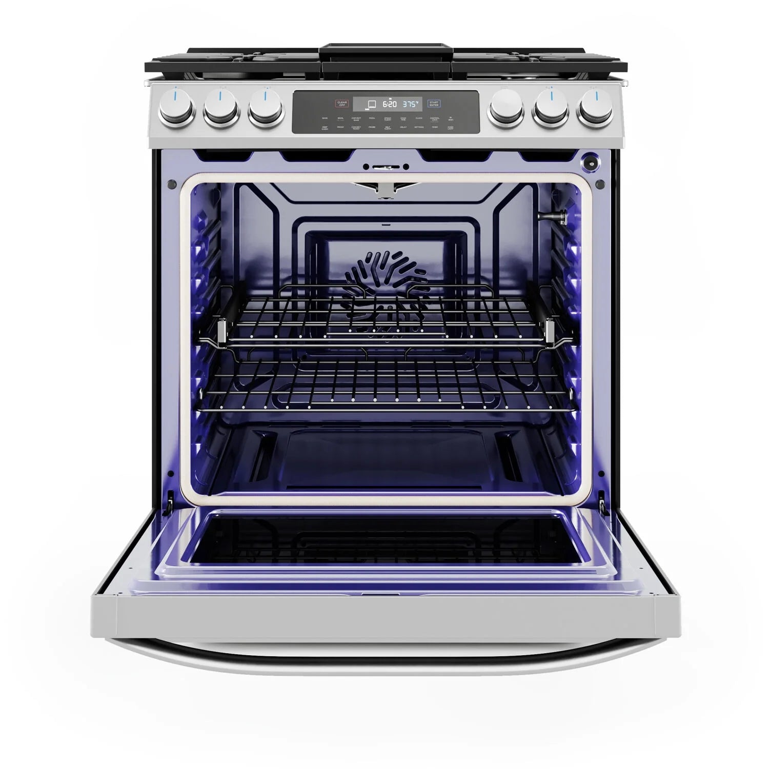 Midea 30-In Slide-In Gas Range with Wi-Fi Connectivity and Fan Convection, Stainless Steel, MGS30S2AST