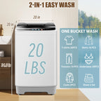 Veeboto Portable Washing Machine, Upgrade 20LBS Large Capacity Full Automatic Washing Machine, 2.8 Cu.ft Laundry Machine with 10 Programs and 8 Water Levels for Home, Apartment, Dorms