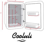 Cooluli Classic White 10 Liter Compact Portable Cooler Warmer Mini Fridge for Bedroom, Office, Dorm, Car - Great for Skincare & Cosmetics (110-240V/12V)