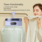 (White)Portable Clothes Dryer, Heated Drying Rack with Timer, Foldable Dry Cleaning Machine for Laundry Travel Camping Apartment Hotel Dormitory RV