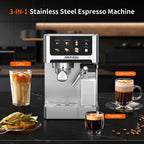 AIRMSEN Espresso Machine with Color Touchscreen, 20 Bar Cappuccino Latte Machines with Automatic Milk Frother, Dual Boiler Stainless Steel Espresso Maker for Home, 1350W