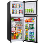 2 Door Mini Fridge with Freezer,4.5 Cu.ft.,5 Adjustable Thermostat & 4 Removable Glass Shelves
