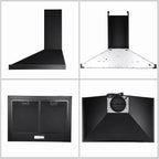 24 inch Wall Mounted Range Hood Kitchen Exhaust Stove Vent Hood 450 CFM 3-Speed Fan