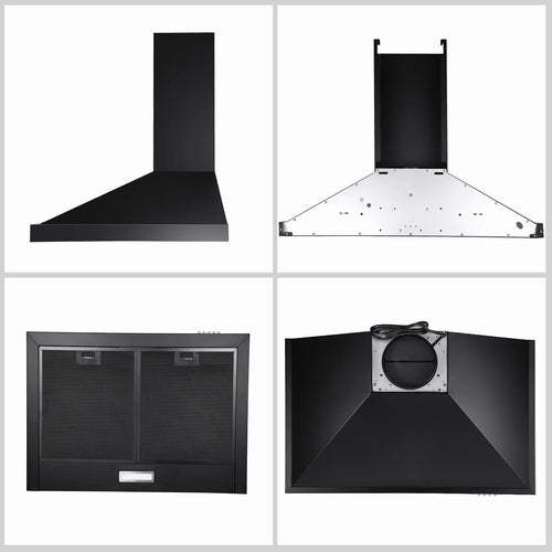 24 inch Wall Mounted Range Hood Kitchen Exhaust Stove Vent Hood 450 CFM 3-Speed Fan