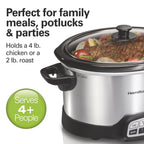 Hamilton Beach 4 Qt Programmable Slow Cooker, Stoneware Crock with Removable Pot, Stainless Steel
