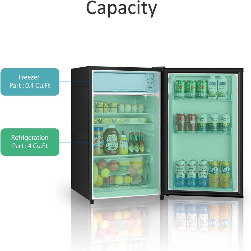 Kcpolre 3.1 Cu.Ft Mini Fridge with Freezer, Adjustable Thermostat, Removable Glass Shelves & Fruit Basket for Dorm Room, Office, Bedroom, Pink