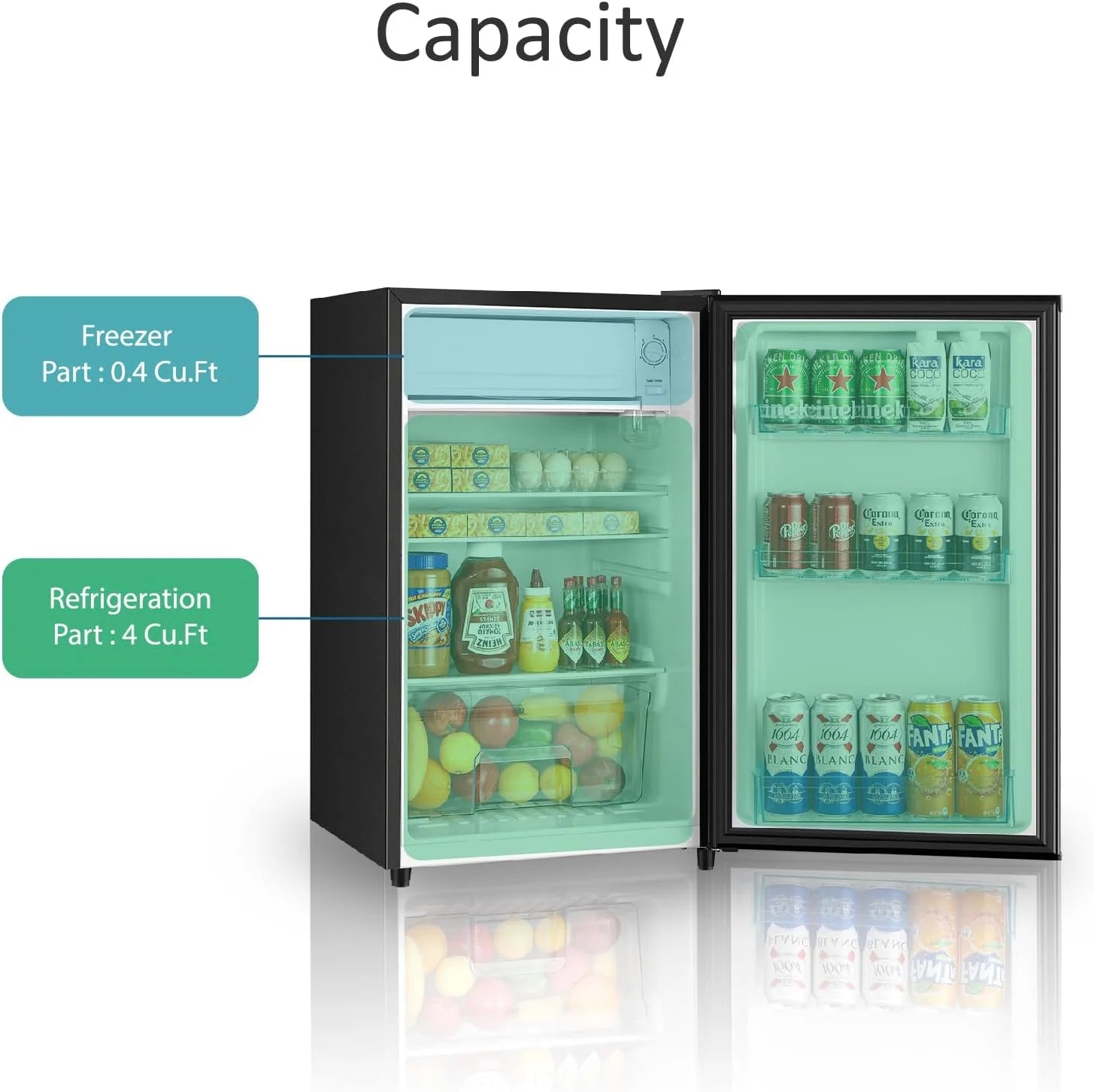 Kcpolre 3.1 Cu.Ft Mini Fridge with Freezer, Adjustable Thermostat, Removable Glass Shelves & Fruit Basket for Dorm Room, Office, Bedroom, Pink