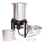 NUUK 30QT Turkey Fryer & 10QT fish fryers outdoor cooking Kit,50,000 BTU Propane Burner��Seafood Boil Pot,Cover & Skimmer Included, Aluminum Deep Fryer Pot with Basket Crab, Gifts for Thanksgiving Day