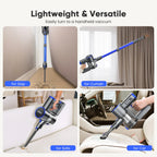 YOMA Cordless Vacuum Cleaner, 6-in-1 Rechargeable Stick Vacuum, 60mins Max Runtime, Lightweight 2200mAh Battery Powerful Vacuum Cleaner for Home Hard Floor Pet Hair-N12