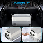 DISHUP 12V Portable Car Refrigerator, 53QT(50L) Electric Cooler with Dual Zone,DC & AC,Ideal for RV, Camping, Travel, Truck