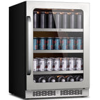 Whynter 24'' Beverage Refrigerator Cooler, 140 Cans Beverage Fridge, Built in or Freestanding Beverage Center with Stainless Steel Door