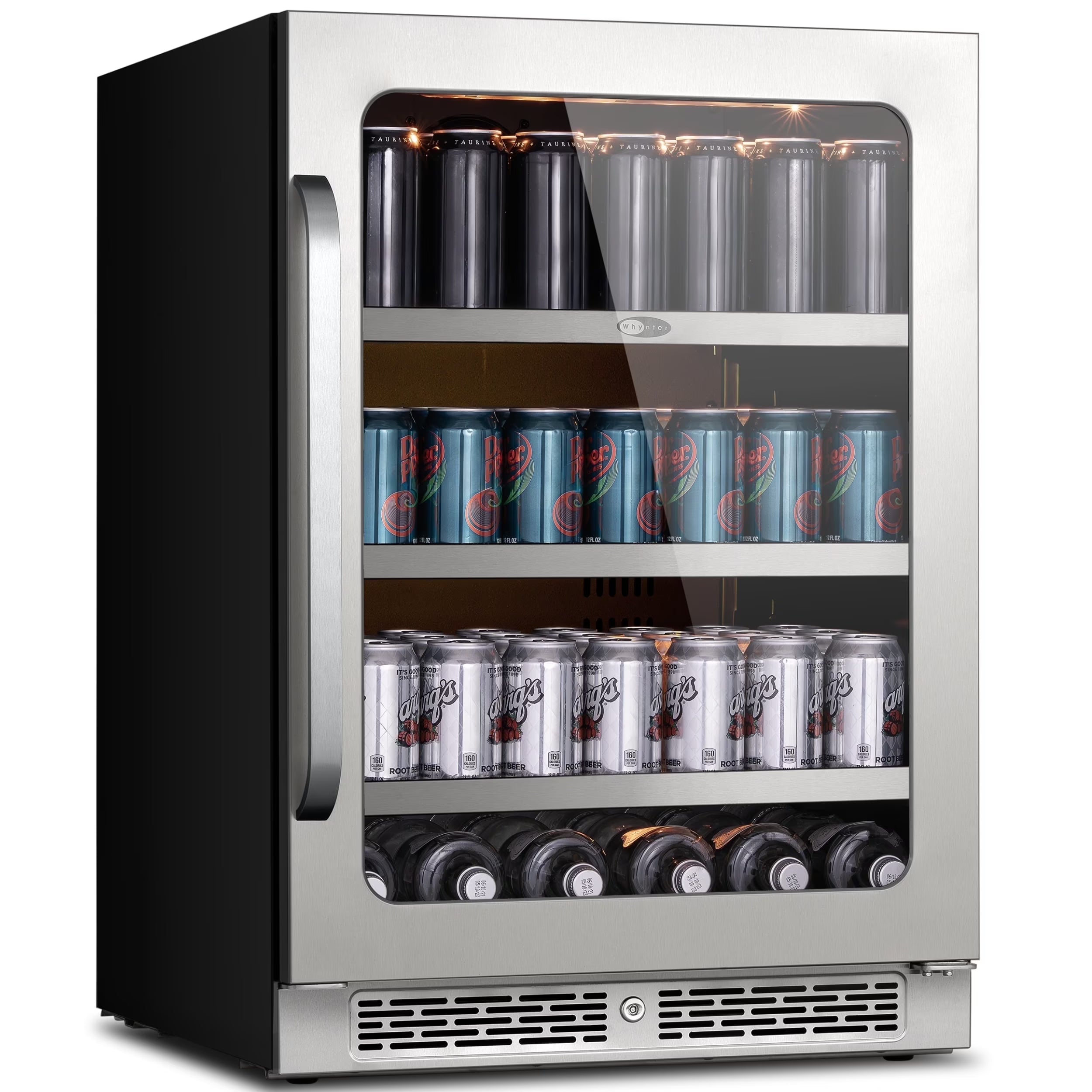 Whynter 24'' Beverage Refrigerator Cooler, 140 Cans Beverage Fridge, Built in or Freestanding Beverage Center with Stainless Steel Door