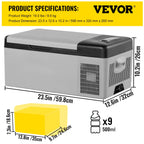FortuneKey Trading Refrigerator 16 Qt, Portable Mini Car Fridge w/ -4�H-68�H Cooling Range 110-240V AC Electric Compressor Cooler for Truck Vehicle RV Boat Outdoor & Home Use, Grey