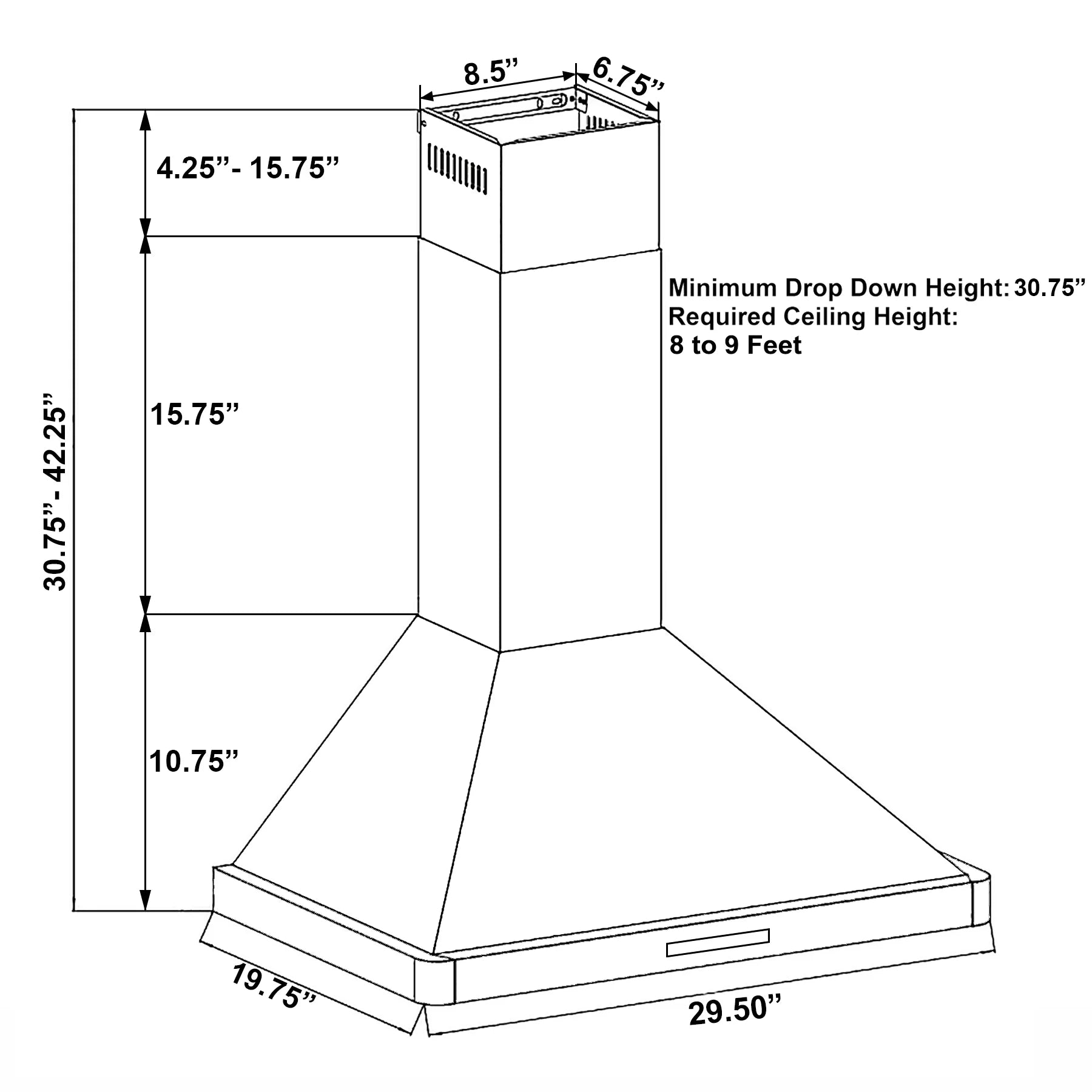 AKDY 30" European Stainless Steel Wall Mount Range Hood with Touch Control Panel