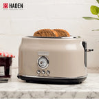Haden 12 Cup Coffee Maker with 2 Slice Stainless Steel Bread Toaster, White
