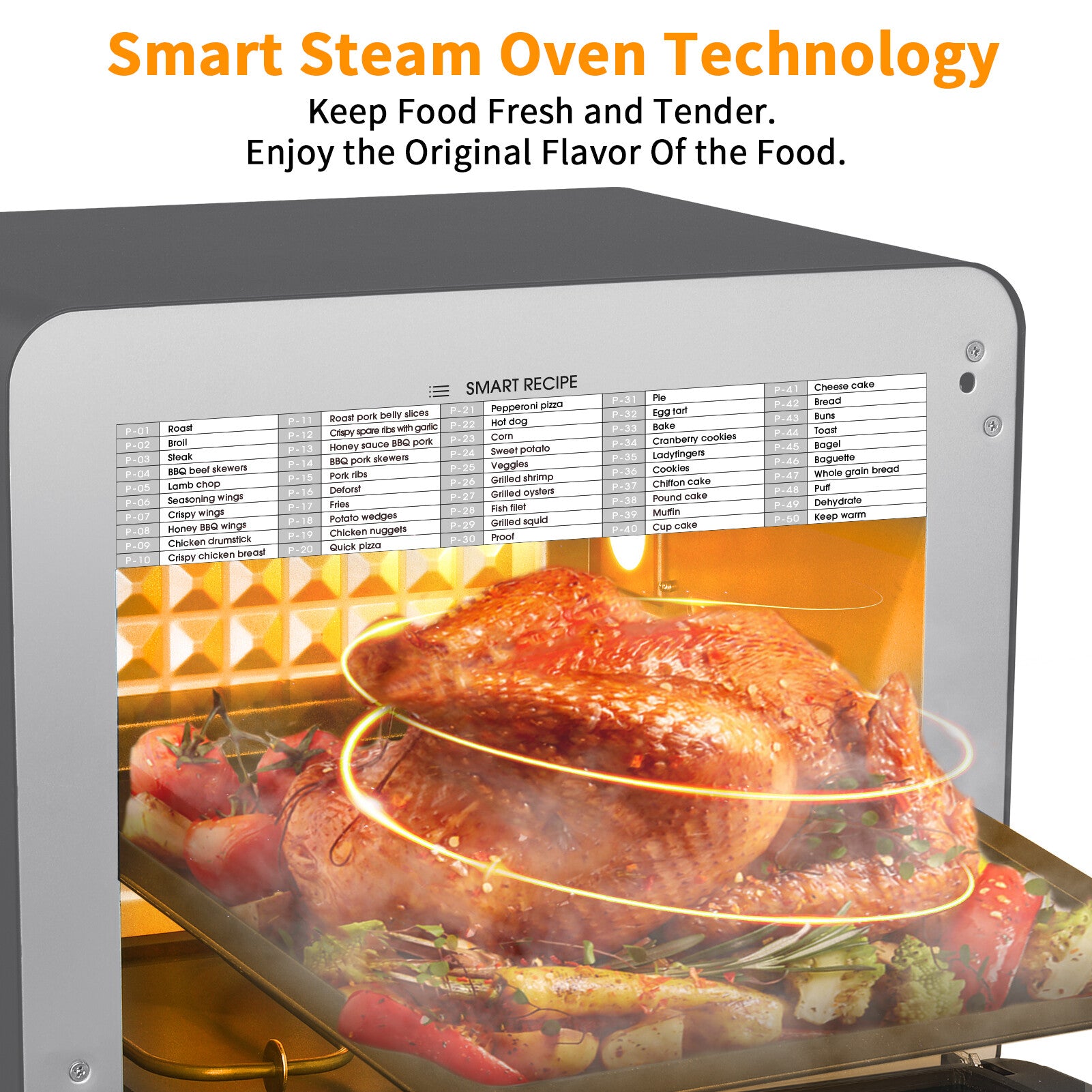 KOFUN Steam Air Fryer Toast Oven Combo, 26 QT Steam Convection Oven Countertop, 50 Cooking Presets, with 6 Slice Toast, 12" Pizza, Black Stainless Steel