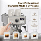 HiBREW 58mm Espresso Machine H10A, 20 Bar Coffee Maker with Milk Frother Steam Wand, Stainless Steel Coffee Machine for Home Use