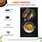 BENTISM 12 inch Electric Cooktop 2 Burners 1800W Stove Top Touch Control