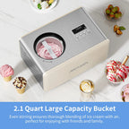 AIRMSEN 2.1 Qt Ice Cream Maker, No Pre-Freezing Electric Ice Cream Machine with Compressor and LCD Timer for Gelato, Frozen Yogurt, Sorbet, White