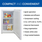 Koolatron 3.1 cu ft Upright Freezer, 88L Mini Freezer, White, Manual Defrost, Compact Design