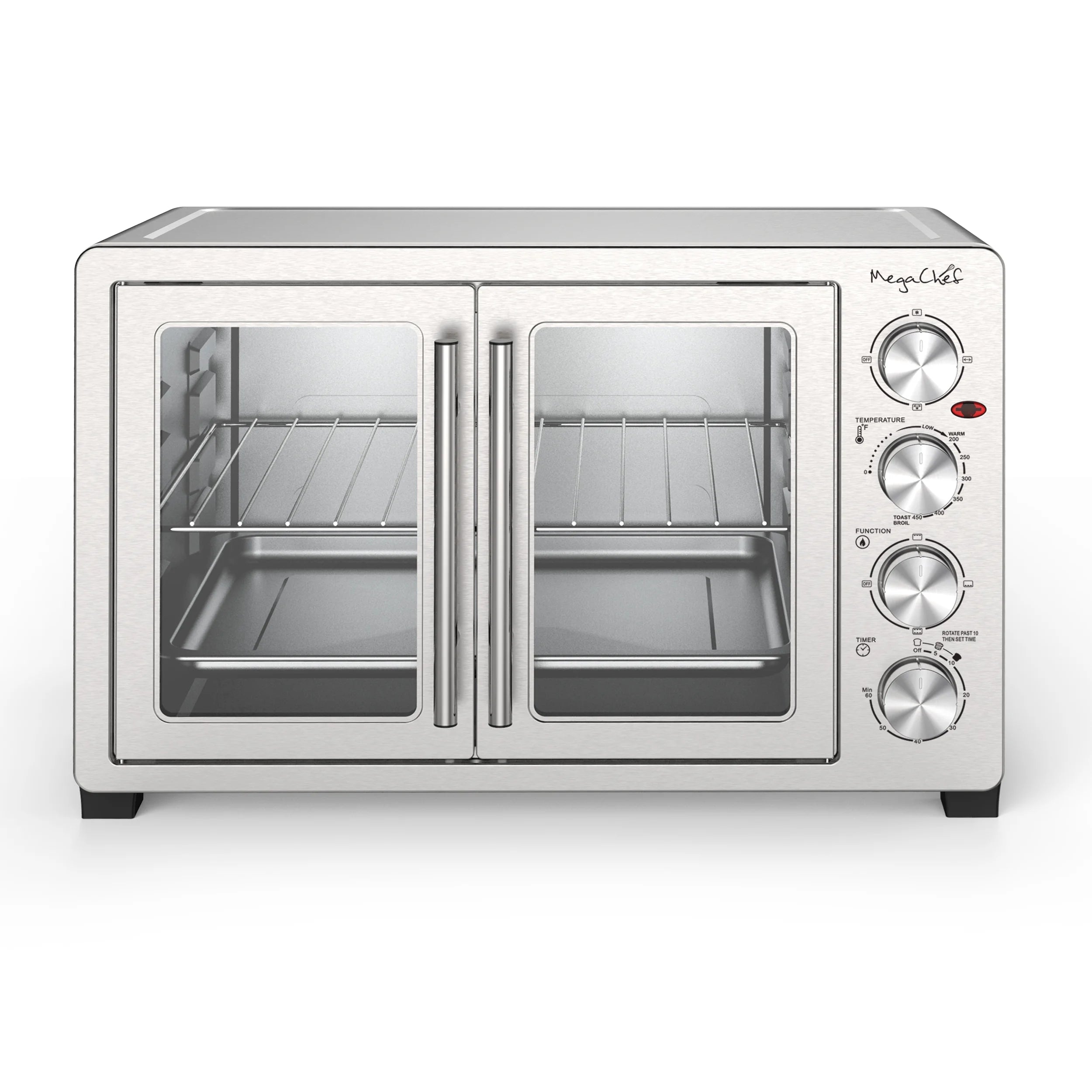 MegaChef 45 Quart Electric French Door Rotisserie Convection Counter Top Oven