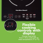 Hamilton Beach Induction Stove Cooktop, Electric Induction Burner and Hot Plate for Cooking, Black