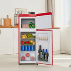 Harper & Bright Designs Double Door Mini Fridge with Freezer, 3.2 Cu.Ft Compact Refrigerator with Adjustable Shelf, Adjustable Thermostat and Reversible Door for Bedroom, Dorm, Home Office, White