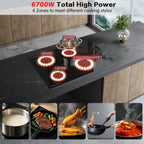30 inch 4 Burner Built in Electric Ceramic Cooktop 6700W 240V with Hot Surface Indicator Radiation-Free ETL Certified