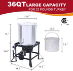 Red Mountain Valley Outdoor Propane Turkey Deep Fryer Set 30&10 Quart Fish Fryer with Basket, 50,000 BTU Burner, Large Seafood Boiler Kit, Outdoor Cooking for Frying, Boiling