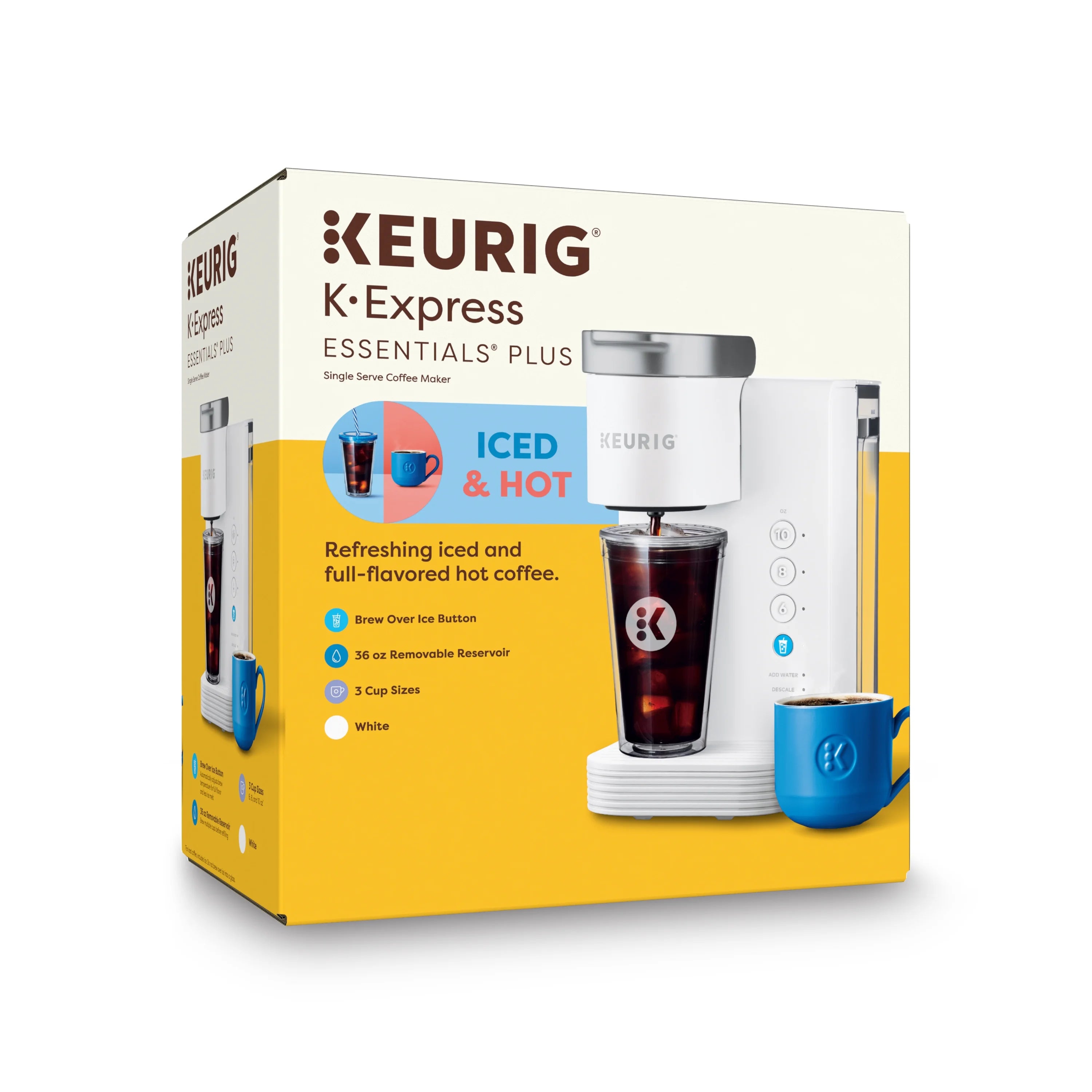 Keurig K-Iced Essentials Iced and Hot Single-Serve K-Cup Pod Coffee Maker, White