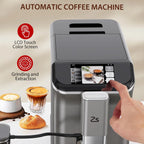 Fully Automatic Espresso Machine, 7 Coffee Varieties, 20-Bar Coffee Espresso Machine with Automatic Milk Frother, 7 Coffee Varieties, Intuitive Touch Display, 1.5-L Water Tank