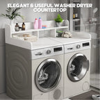 Modern Washer Dryer Countertop with 2-Tier Shelf,Laundry Room Countertop Organization Storage with 2.75" H Guard Edge Rails,Non-Slip Pad,Waterproof and Easy to Clean,54"W x 27.55"D,Natural Wood