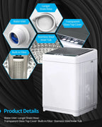 TABU Portable Washer and Dryer Set, 17.6LBS Compact Washing Machine & 13LBS Compact Dryer (Brown&White)