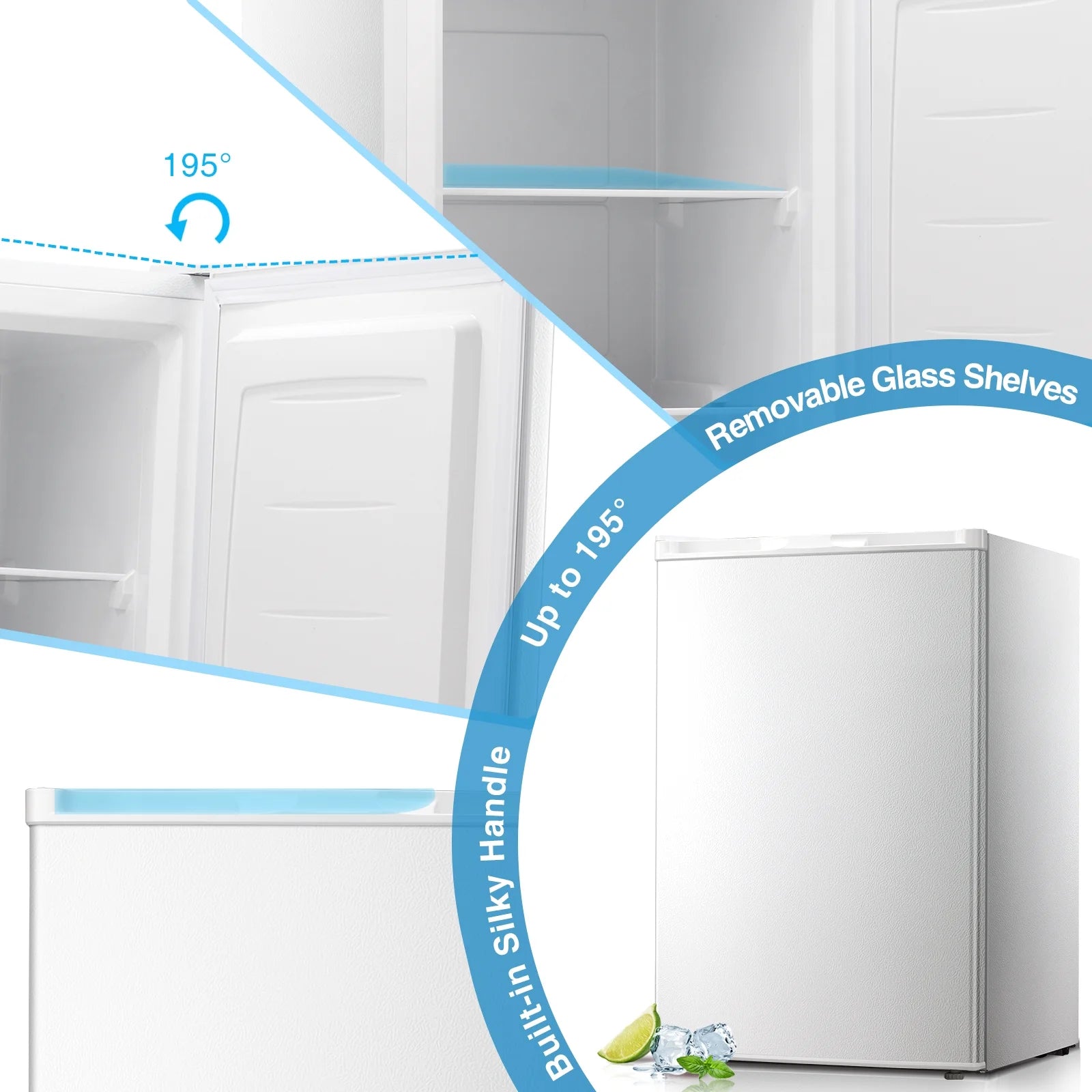 WAA 3.0 Cu.ft Small Freezer, Mini Upright Freezer with Adjustable Thermostat, Removable Shelves, Reversible Single Door, for Bedroom/Home/Dorms/Apartment, Silver