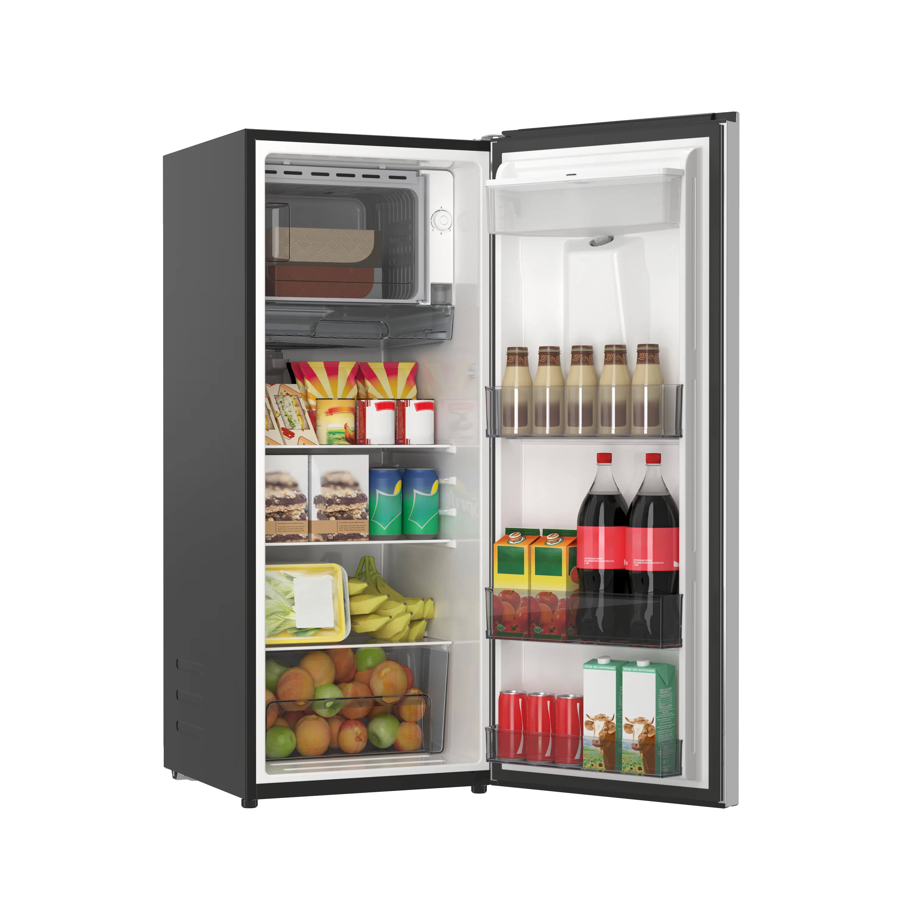 Galanz 6.5 Cu ft One Door Refrigerator, with Water Dispenser, Stainless Steel Look, Estar, New