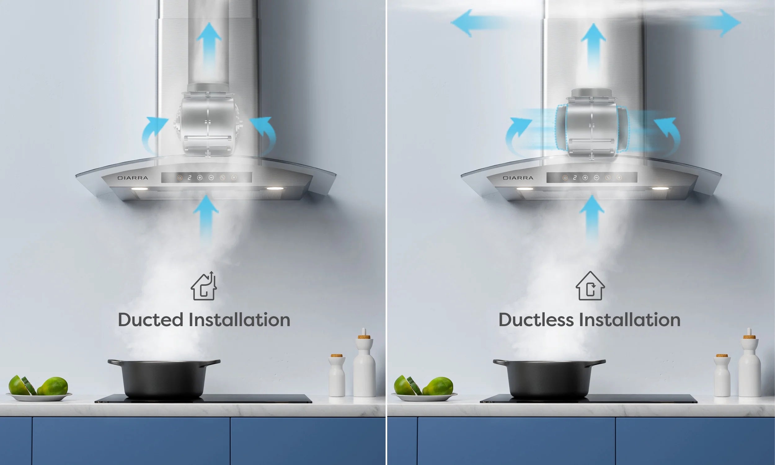 CIARRA Wall Mount Range Hood 30 inch 450 CFM with WIFI/Voice Control CAS502W75