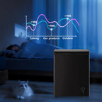 3.6 Cu.ft Chest Mini Freezer with Wheels Deep Freezer for Bulk Storage Top Open Door 2 Removable Baskets 7 Modes Temperature for Home Apartment Kitchen Black