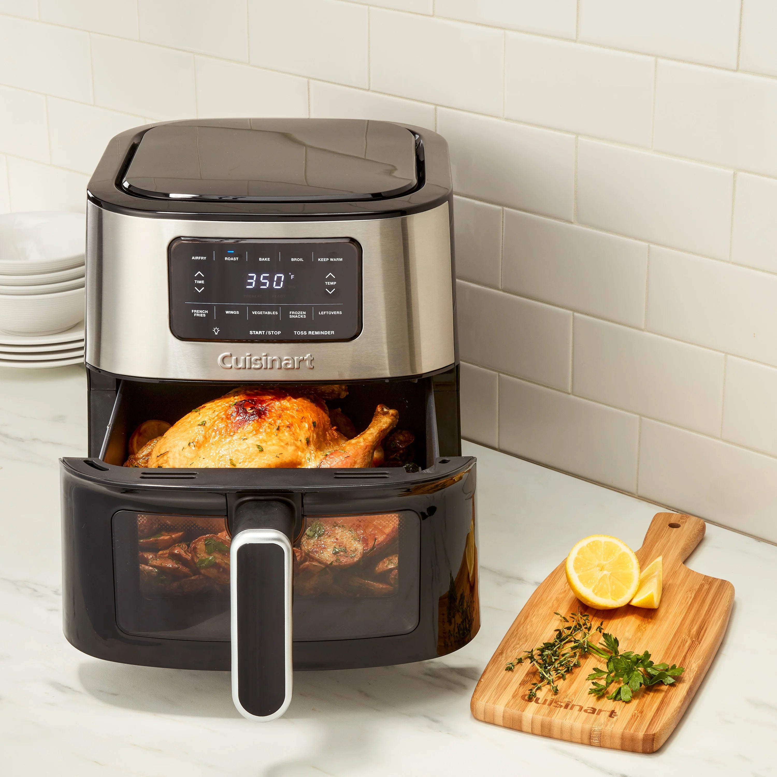 Open Box Cuisinart Air Fryer Oven - 6-Quart Basket Stainless Steel Air Fryer - Dishwasher-Safe Parts with 5 Presets - Roast, Bake, Broil, Air Fry and Keep Warm - Quick and Easy Meals - AIR-200