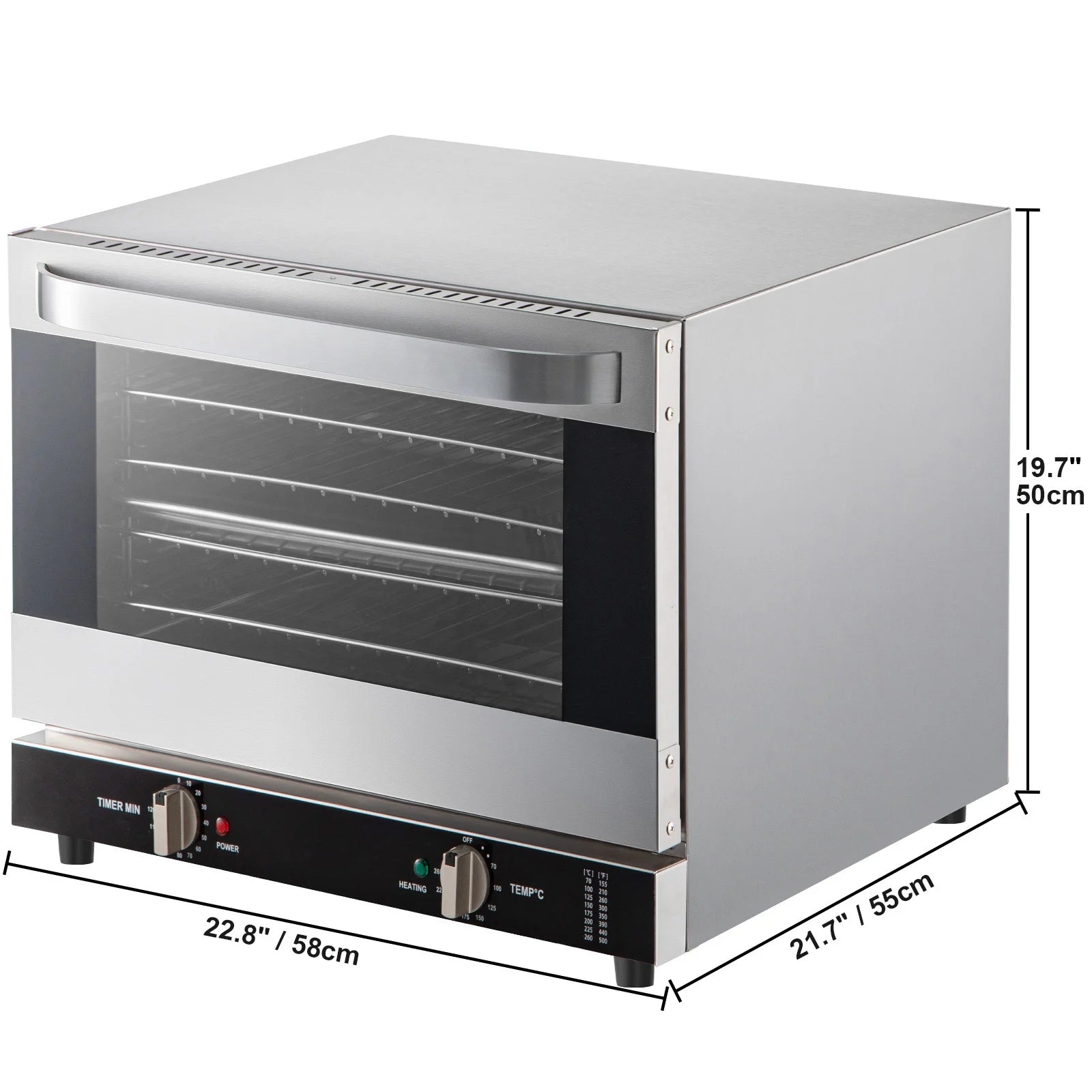 BENTISM Countertop Convection Oven Commercial Toaster Baker Stainless 19Qt 120V
