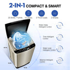GGTB Portable Washing Machine for Apartments, 17.7 lbs Full Automatic Clothes Washer Machine,1.9 Cu.ft Top Load Washer with 10 Wash Programs/8 Water Levels, Coffee Gold